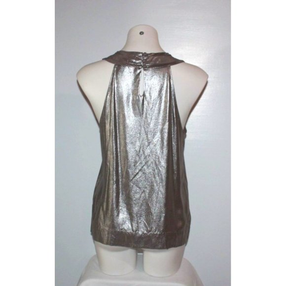 J CREW Womens Pewter Metallic Silk Blouse Top Size S - Picture 2 of 3